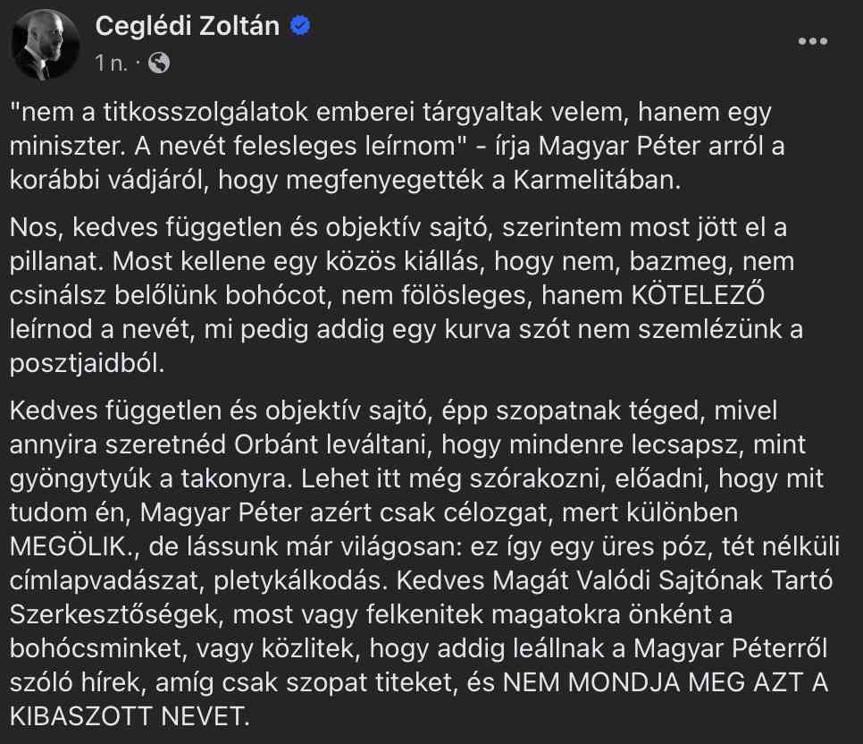 Ceglédi Zoltán bejegyzése.