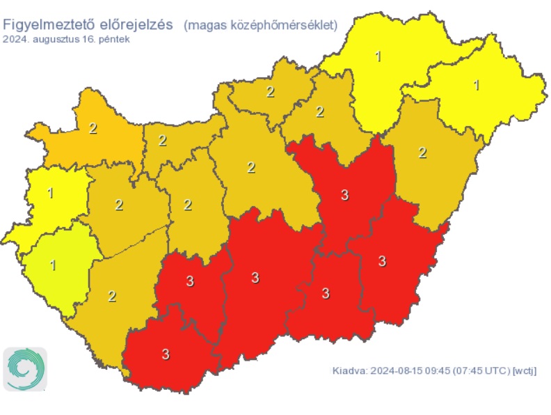 Forróságra kell készülni a hét utolsó munkanapján. Forrás: met.hu