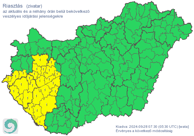 Zivatarokra adtak ki veszélyesjelzést a nyugati határnál / Forrás: met.hu