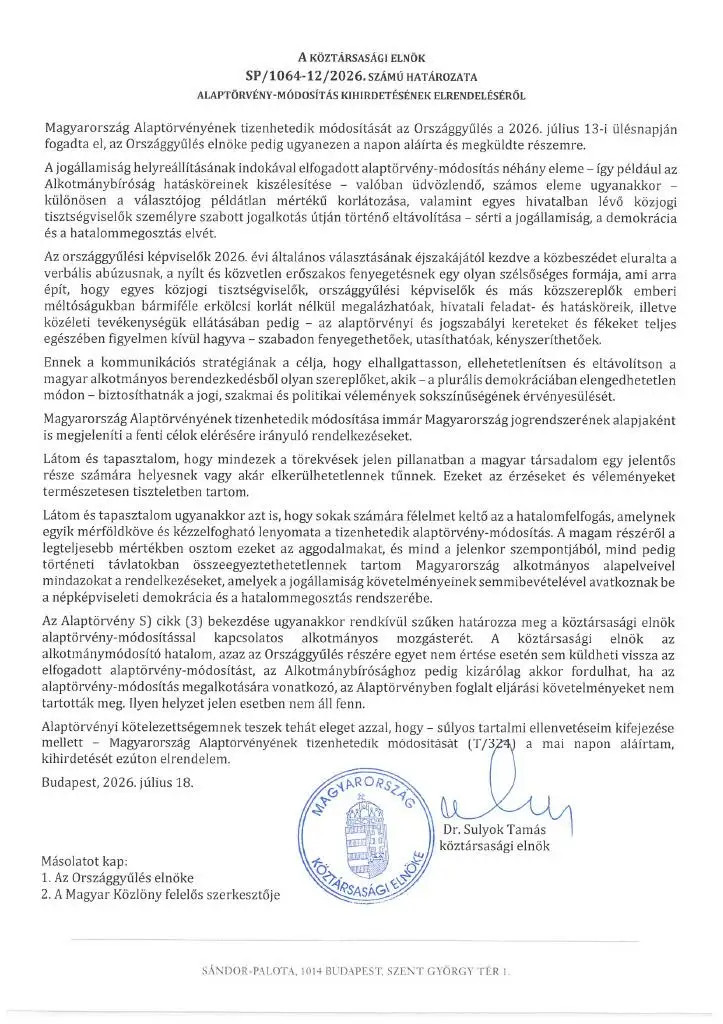 Sulyok Tamás távozása előtt még hozott egy utolsó rendelkezést, ami nagy bonyodalmat okozhat